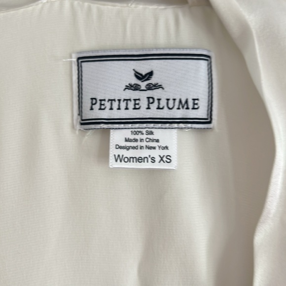 Petite Plume feather trim white silk robe, size XS - Picture 3 of 4